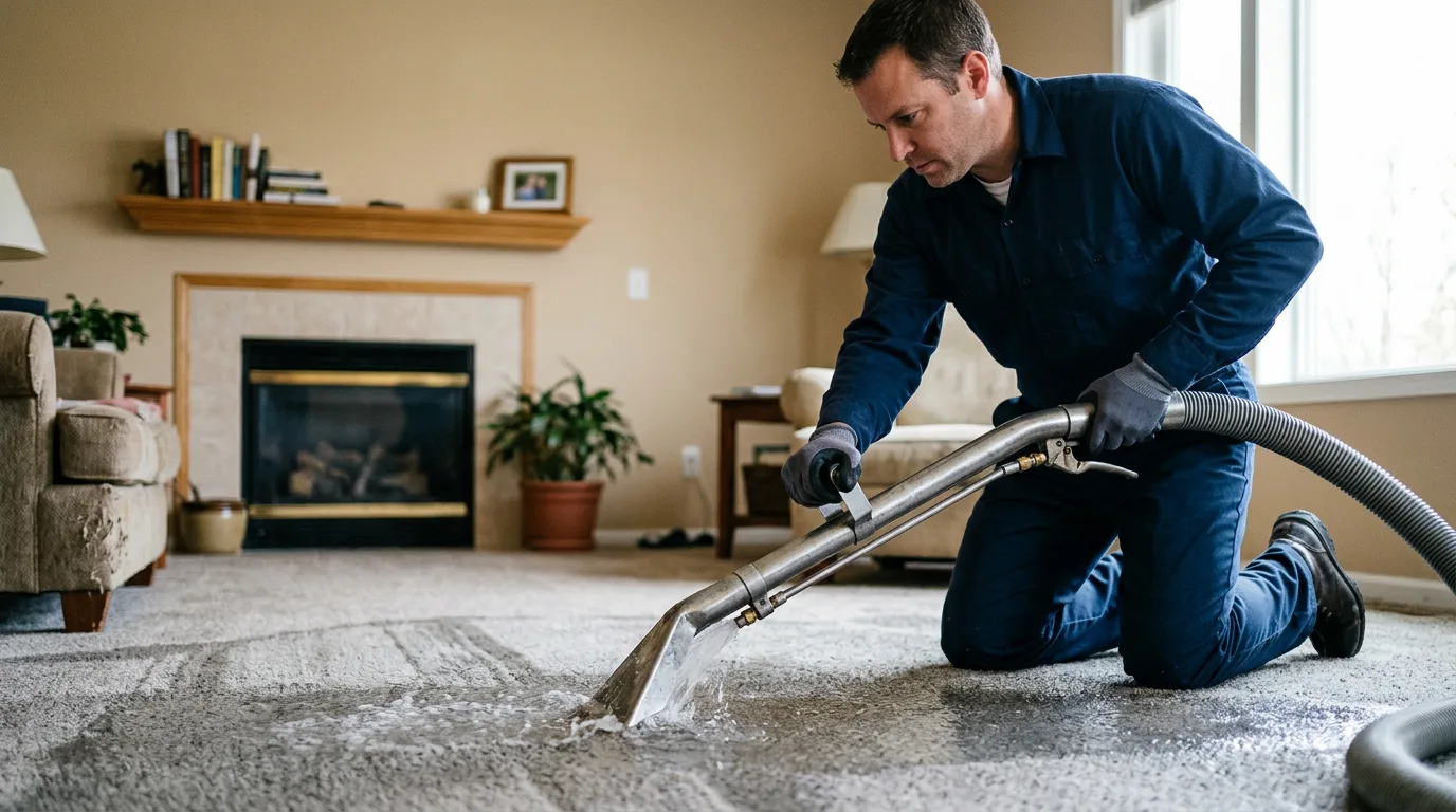 Water damage restoration technician working near Water Mill, NY